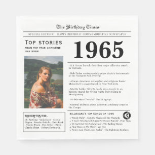 1965 Newspaper Birthday Trivia  Napkin