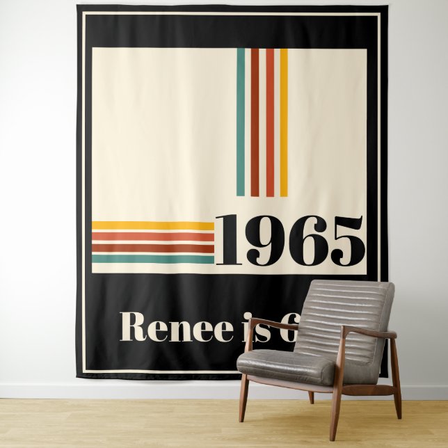 1965 Retro Stripe Vintage Poster 60th Birthday Tapestry (In Situ)