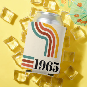 1965 Retro Stripe Vintage Poster Can Cooler