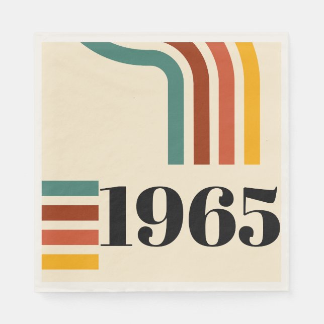 1965 Retro Stripe Vintage Poster Napkin (Front)