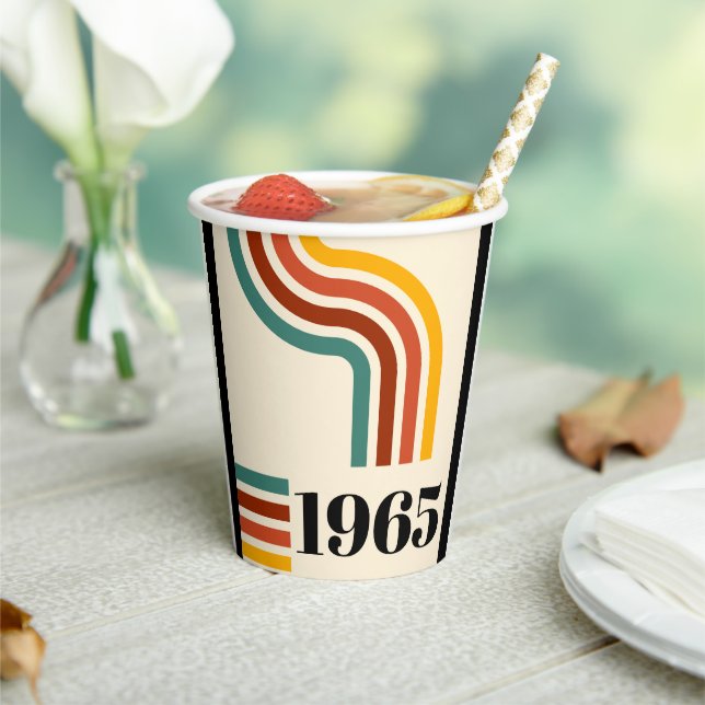 1965 Retro Stripe Vintage Poster Paper Cups (Insitu)