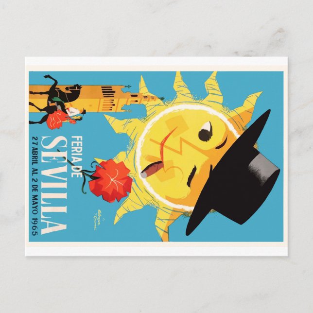 1965 Seville Spain April Fair Poster Postcard (Front)
