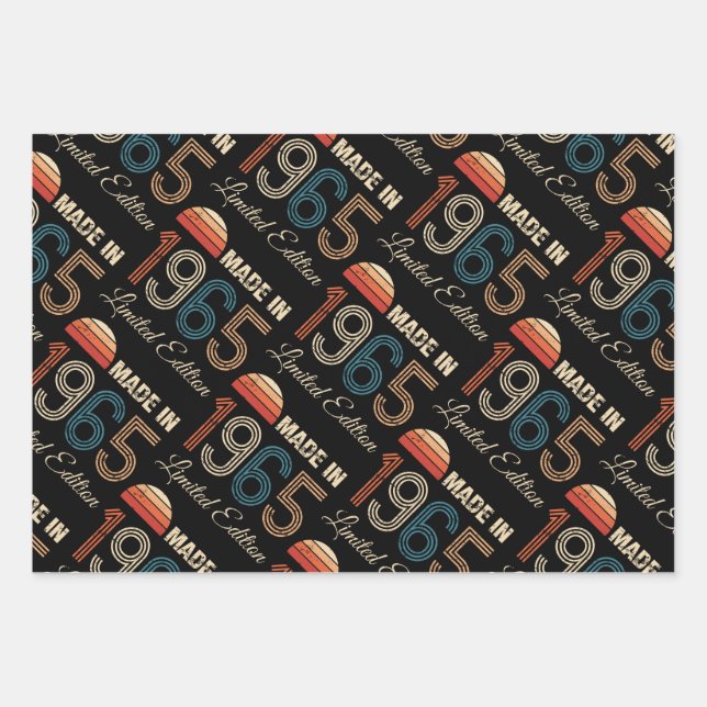 1965 Vintage 60th Birthday Wrapping Paper Sheet (Front)