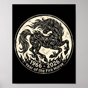 1966 2026 Year of The Fire Horse Chinese Zodiac Poster