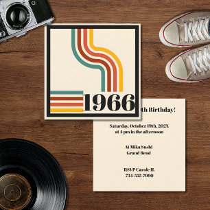 1966 60th Birthday Retro Stripe Vintage Invitation