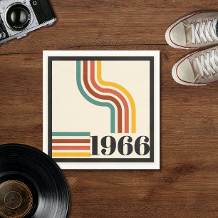 1966 60th Birthday Retro Stripe Vintage Napkin