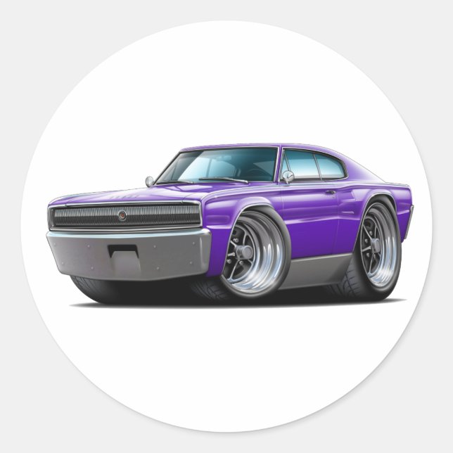 1966-67 Charger Purple Car Classic Round Sticker (Front)