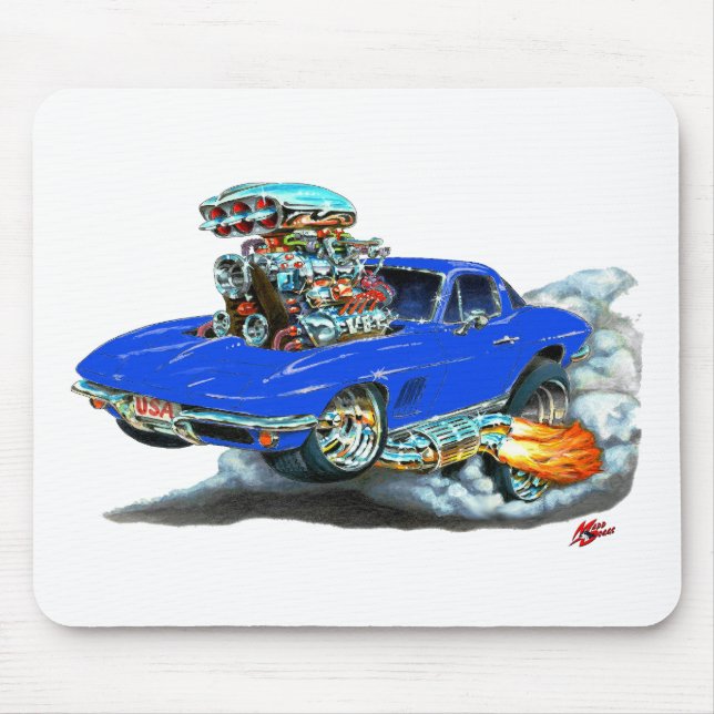 1966-67 Corvette Blue Car Mouse Mat (Front)