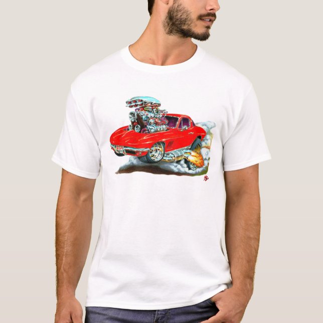 1966-67 Corvette Red Car T-Shirt (Front)