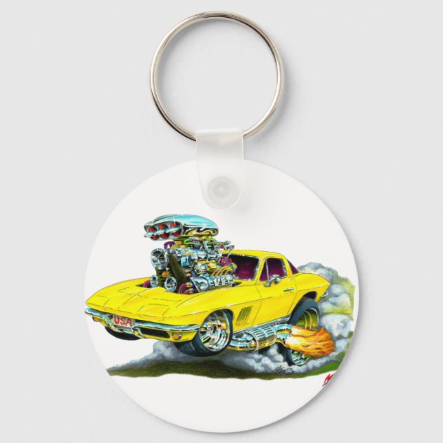 1966-67 Corvette Yellow Car Key Ring (Front)