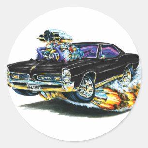 1966-67 GTO Black Car Classic Round Sticker