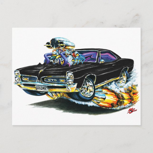 1966-67 GTO Black Car Postcard (Front)
