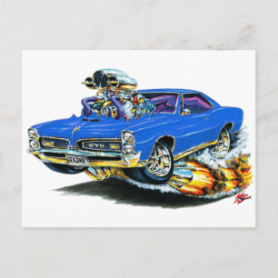 1966-67 GTO Blue Car Postcard