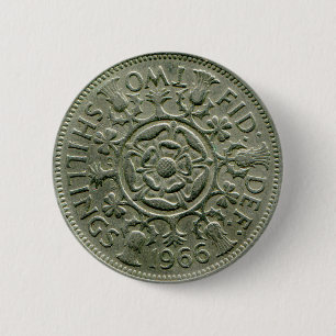 1966 British two shilling button