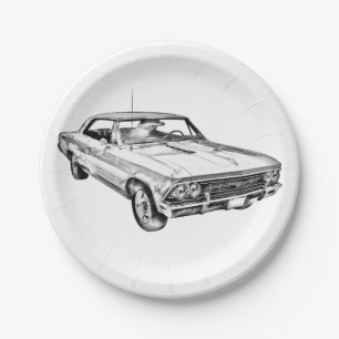 1966 Chevy Chevelle SS 396 Illustration Paper Plate