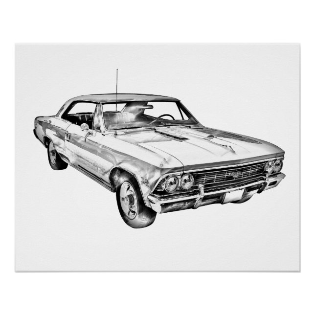 1966 Chevy Chevelle SS 396 Illustration Poster (Front)