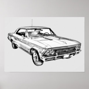 1966 Chevy Chevelle SS 396 Illustration Poster