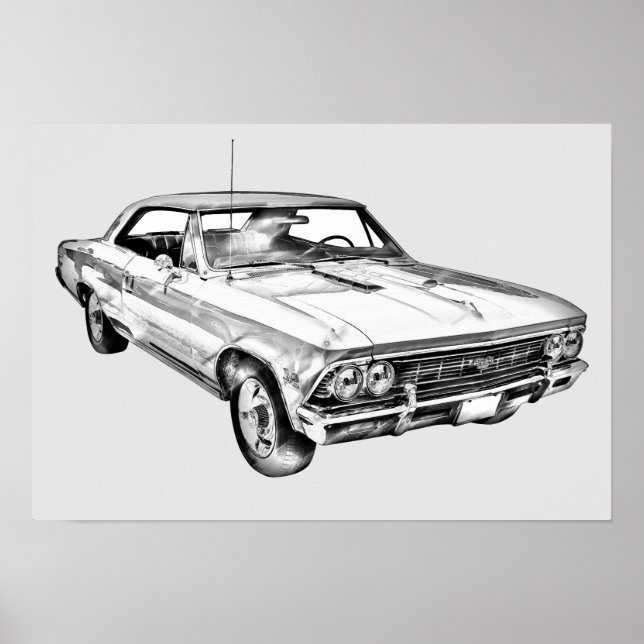 1966 Chevy Chevelle SS 396 Illustration Poster (Front)
