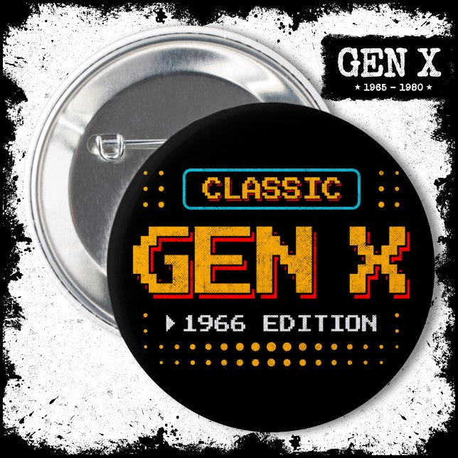 1966 Gen X Classic Retro Gamer Gaming Birthday 6 Cm Round Badge (Creator Uploaded)