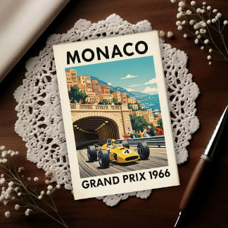 1966 Monaco Grand Prix Vintage Postcard