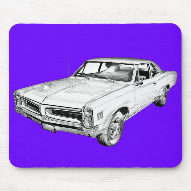 1966 Pontiac Lemans Car Illustration Mouse Mat (Front)