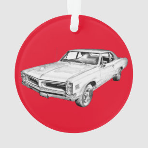 1966 Pontiac Lemans Muscle Car Illustration Ornament