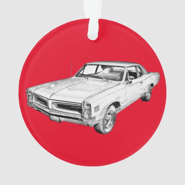 1966 Pontiac Lemans Muscle Car Illustration Ornament (Back)
