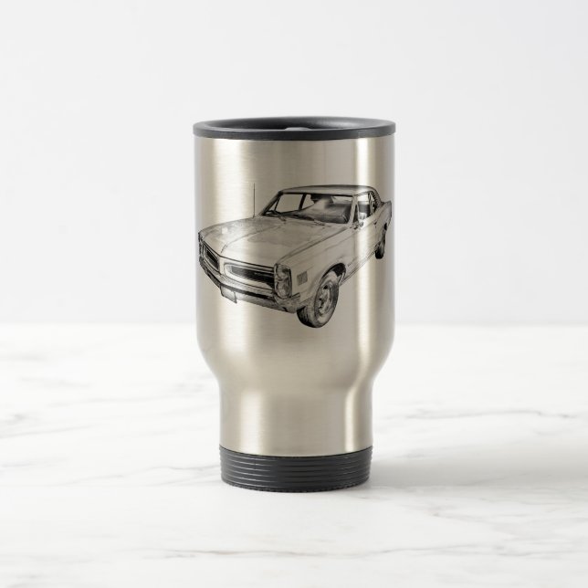 1966 Pontiac Lemans Muscle Car Illustration Travel Mug (Center)