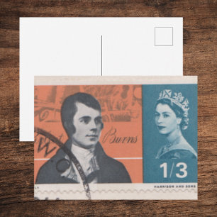 1966 Robert Burns Postage Stamp   Antique Literary Postcard