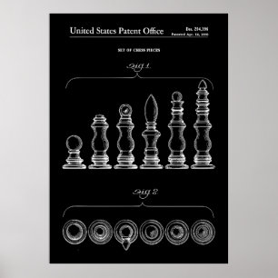 1966 Set of Chess Pieces Patent Poster