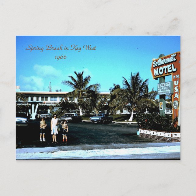 1966 Southernmost Motel Key West, Spring Break ... Postcard (Front)