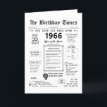 1966 The Year You Were Born Birthday Card<br><div class="desc">Want a birthday card that goes beyond "Happy Birthday"? Our 1966 birthday card is a time capsule! It's packed with fascinating facts about the year they were born, from major milestones (the first ATM) to surprising inventions (the computer mouse). Dive deeper with details on everyday life in 1966, including popular...</div>