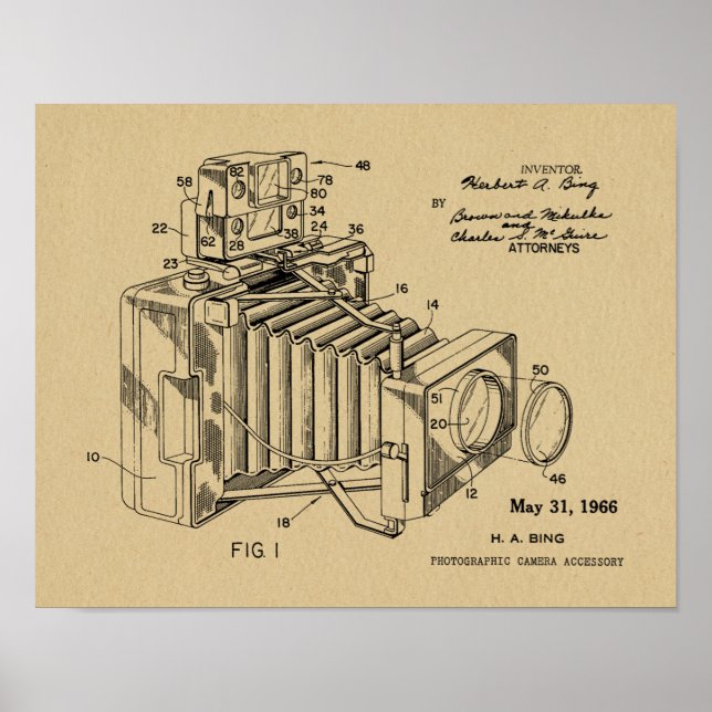 1966 Vintage Camera Patent Art Drawing Print (Front)