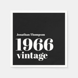1966 Vintage Name Black 60th Birthday Party Napkin