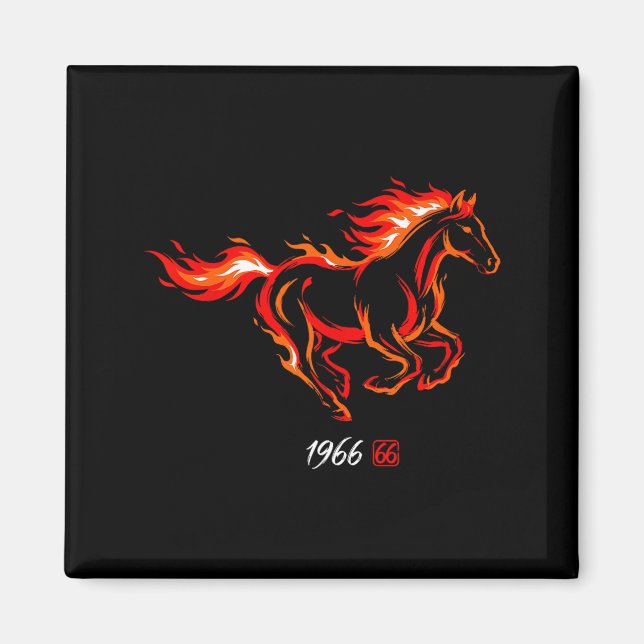 1966 Year Fire Horse 60th Graphic Art Magnet (Front)