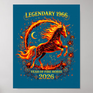 1966 Year Fire Horse 60th Illustration Poster
