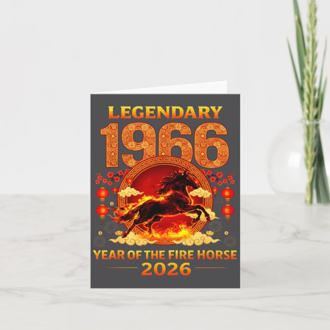 1966 Year Of The Fire Horse 60th Birthday Chinese  Card (Front)