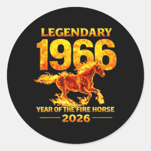 1966 Year of The Fire Horse 60th Birthday Chinese Classic Round Sticker