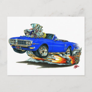 1967-68 Firebird Blue Convertible Postcard
