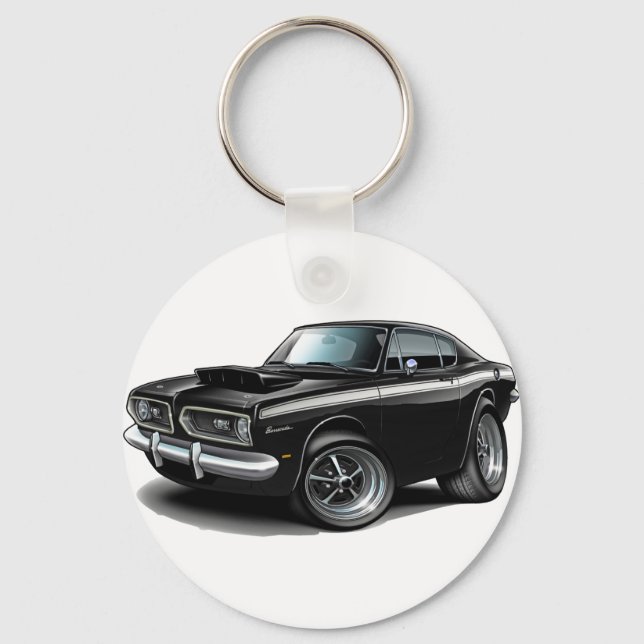 1967-69 Barracuda Black-White Car Key Ring (Front)