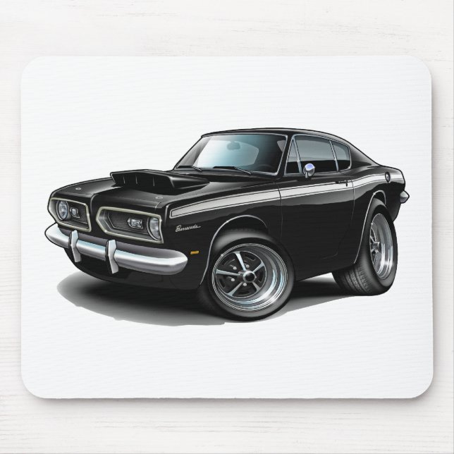 1967-69 Barracuda Black-White Car Mouse Mat (Front)