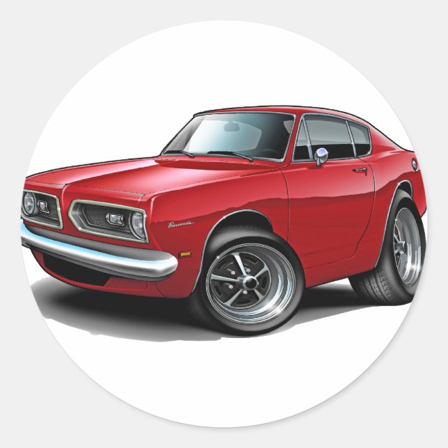 1967-69 Barracuda Red Car Classic Round Sticker (Front)