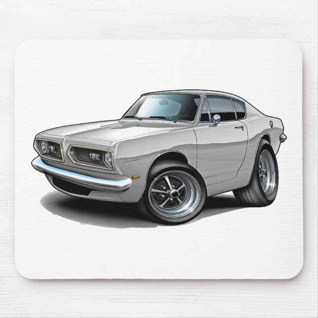 1967-69 Barracuda White Car Mouse Mat (Front)