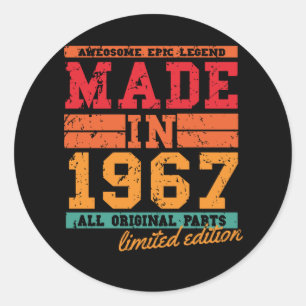 1967 Birthday Vintage Saying Classic Round Sticker