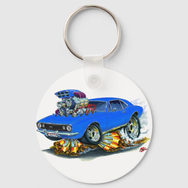 1967 Camaro SS Blue Car Key Ring (Front)