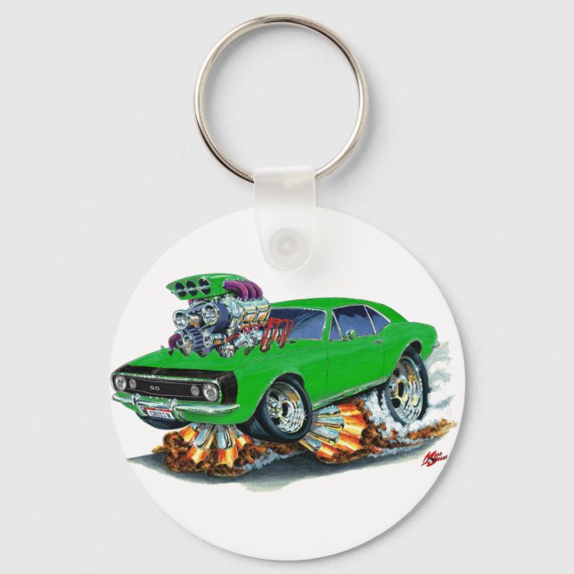 1967 Camaro SS Green-Black Car Key Ring (Front)