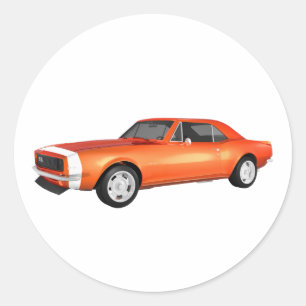 1967 Camaro SS: Orange Finish: 3D Model: Classic Round Sticker