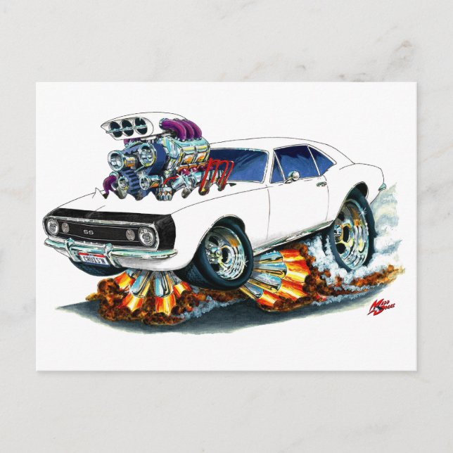 1967 Camaro SS White-Black Car Postcard (Front)