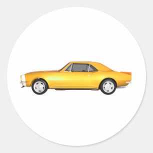 1967 Camaro SS: Yellow Finish: 3D Model: Classic Round Sticker