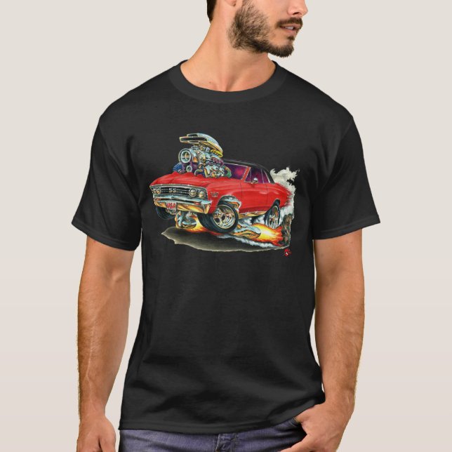 1967 Chevelle Red-Black Car T-Shirt (Front)